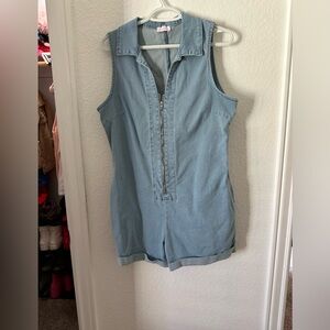 Pink lily romper, so cute and flattering. Jean zip up